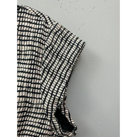 Apostrophe Dress Womens Large Black White Linen Blend Sleeveless Sheath Check - Picture 4 of 8
